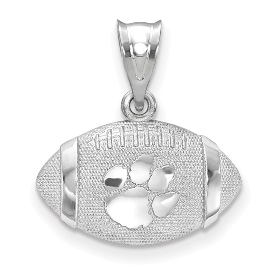 Sterling Silver Clemson University 3D Football Pendant Sterling Silver Clemson University 3D Football Pendant